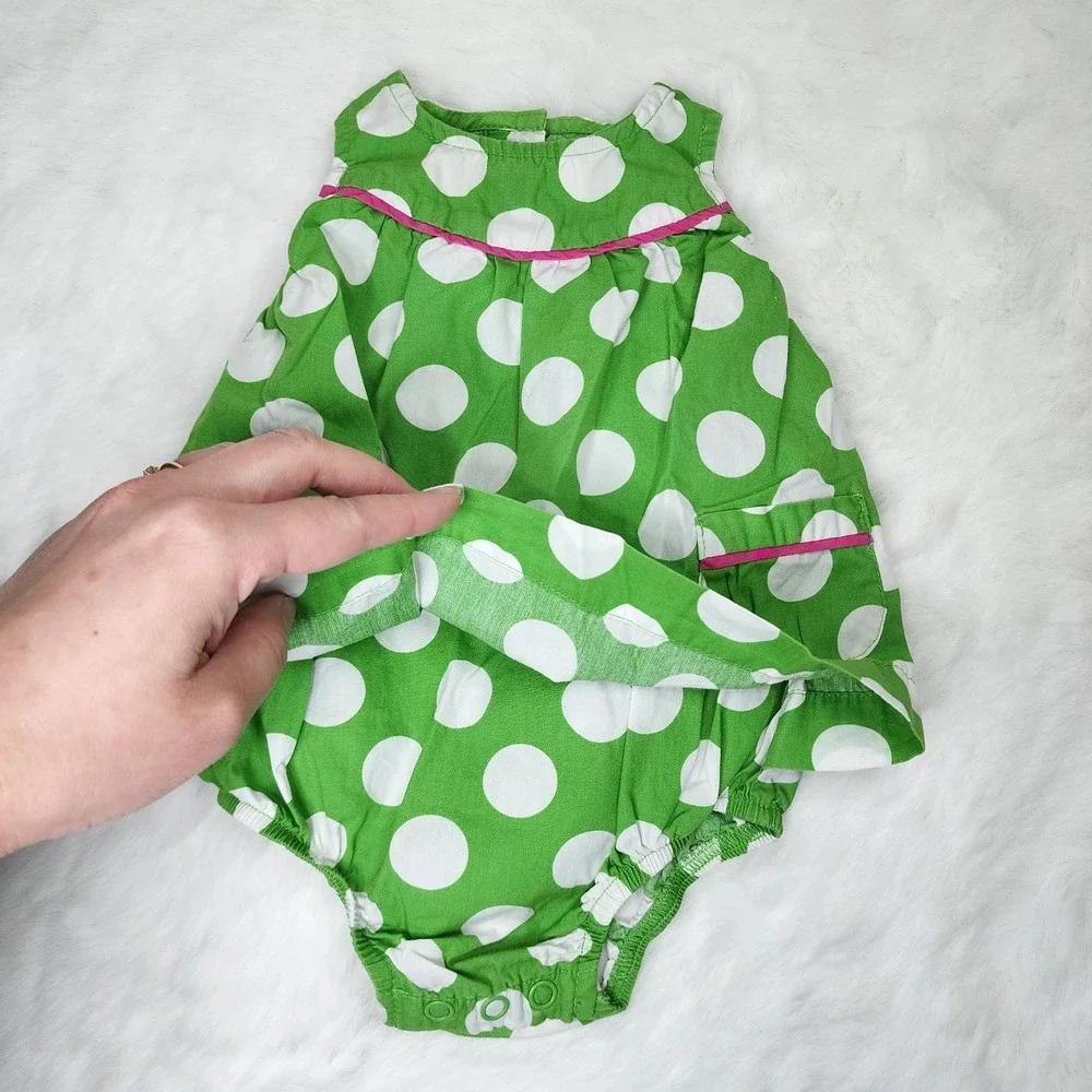Carter's Brown & White Gingham and Green Polka Dot Baby One-Piece Set